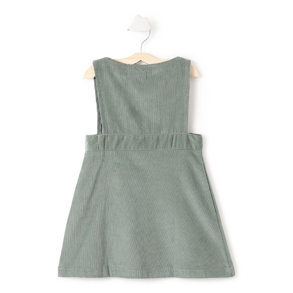 half-sleeves-top-with-green-dungaree-set-10511004GR, Kids Clothing, Corduroy,Cotton Girl Dungaree Set
