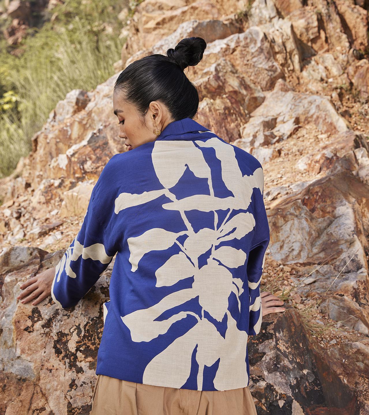 indigo-blue-handcrafted-cotton-jacket-11948004BL, Women Clothing, Cotton Jacket