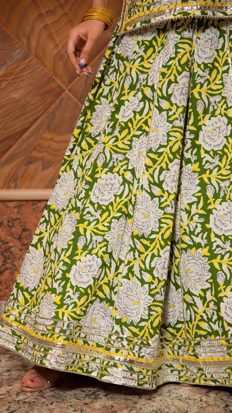 kavya-cotton-hand-block-skirt-set-11403177WH, Women Indian Ethnic Clothing, Cotton Kurta Set Dupatta