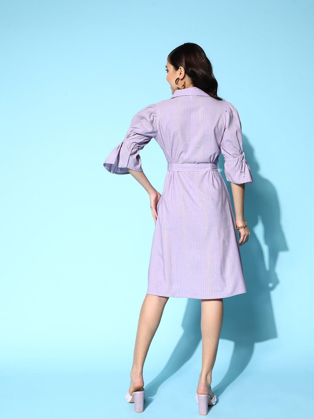 lavender-shirt-dress-10104132PR, Women Clothing, Cotton Dresses