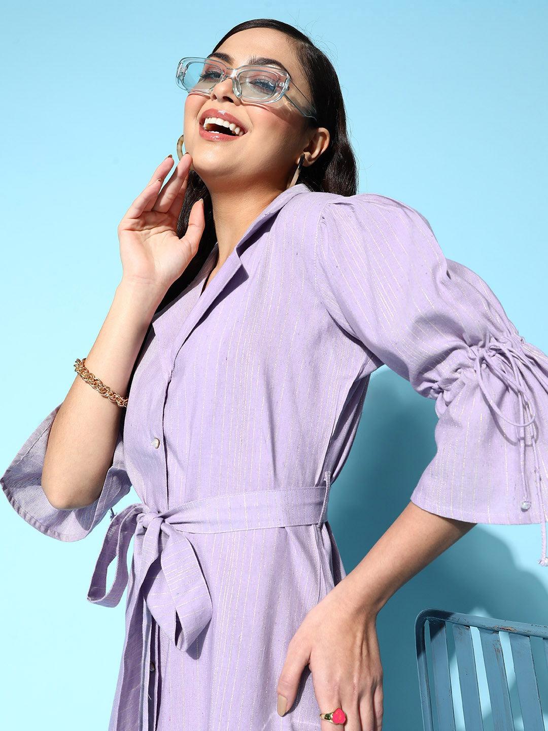 lavender-shirt-dress-10104132PR, Women Clothing, Cotton Dresses