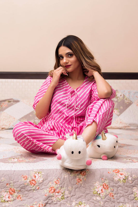 leheriya-print-cotton-night-set-11436137PK, Women Clothing, Cotton Sleep Set