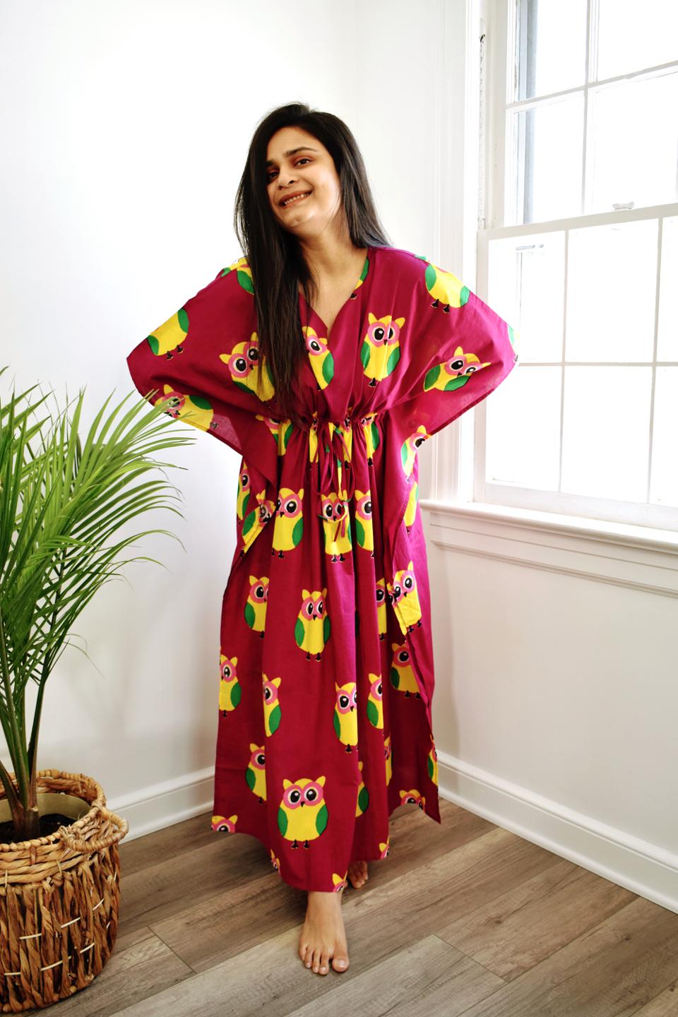 Magenta Owl Long Caftan