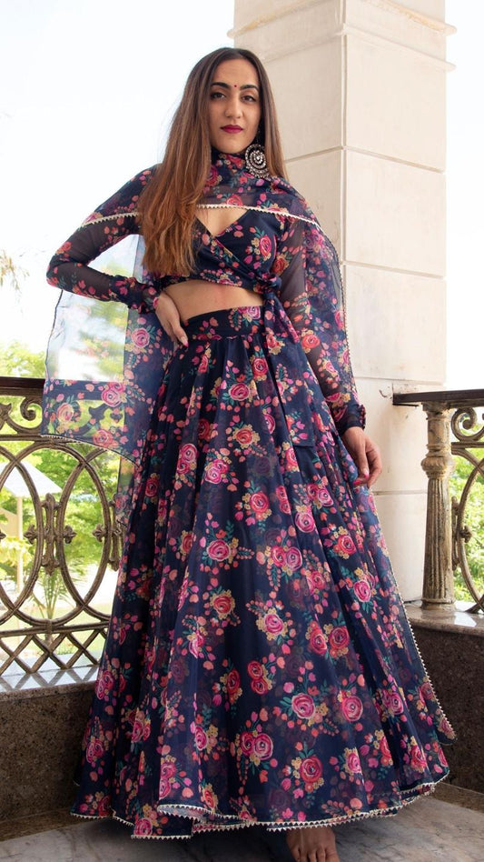 majari-blue-organza-lehenga-set-11423171BL, Women Indian Ethnic Clothing, Cotton Lehenga Choli
