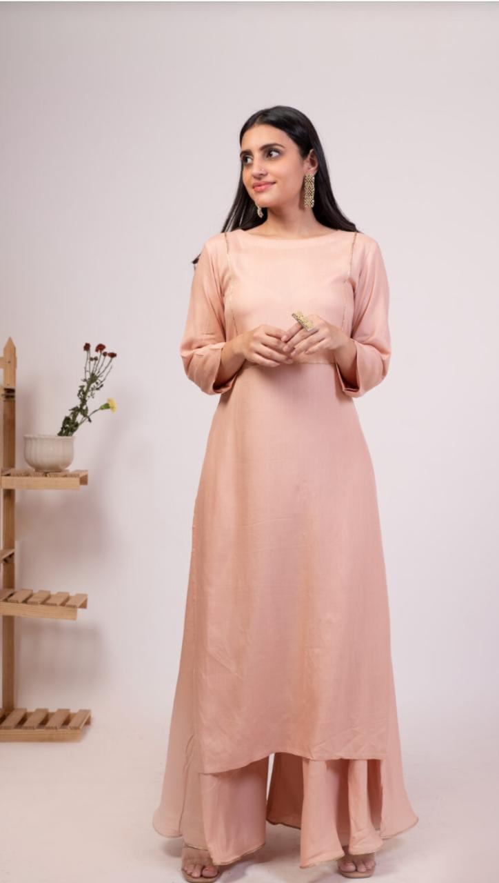 mauve-pink-kurta-palazzo-set-11602043PK, Women Indian Ethnic Clothing, Rayon Kurta Set