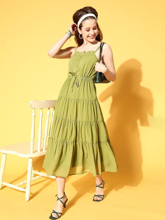 mint-green-strappy-tiered-dress-10704003GR, Women Clothing, Georgette Dress