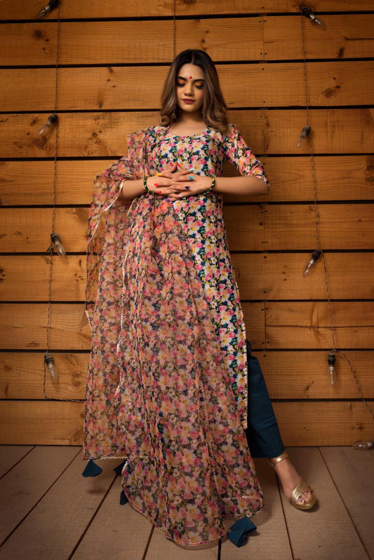 mogra-modal-cotton-suit-set-11403142ML, Women Indian Ethnic Clothing, Cotton Kurta Set Dupatta