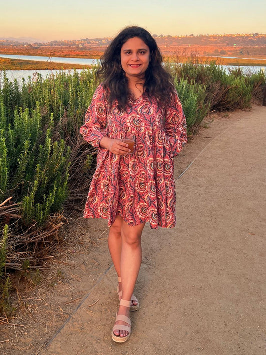 Onion Pink Tiered Short Dress