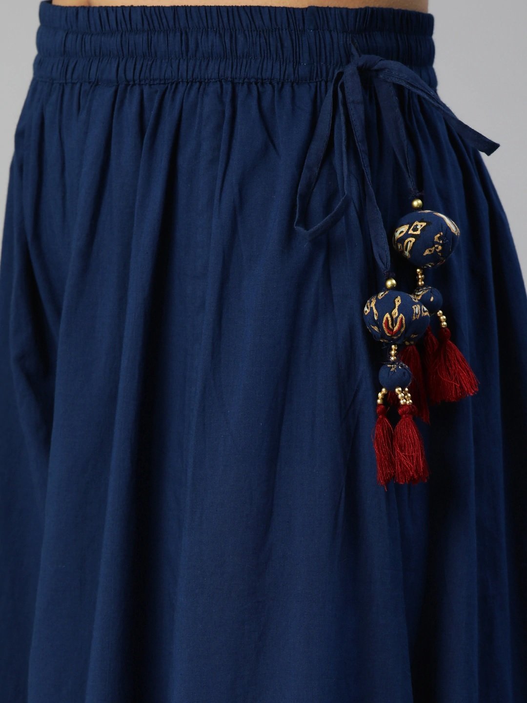 navy-blue-cotton-gota-patti-palazzo-set-10002002BL, Women Indian Ethnic Clothing, Cotton Kurta Set