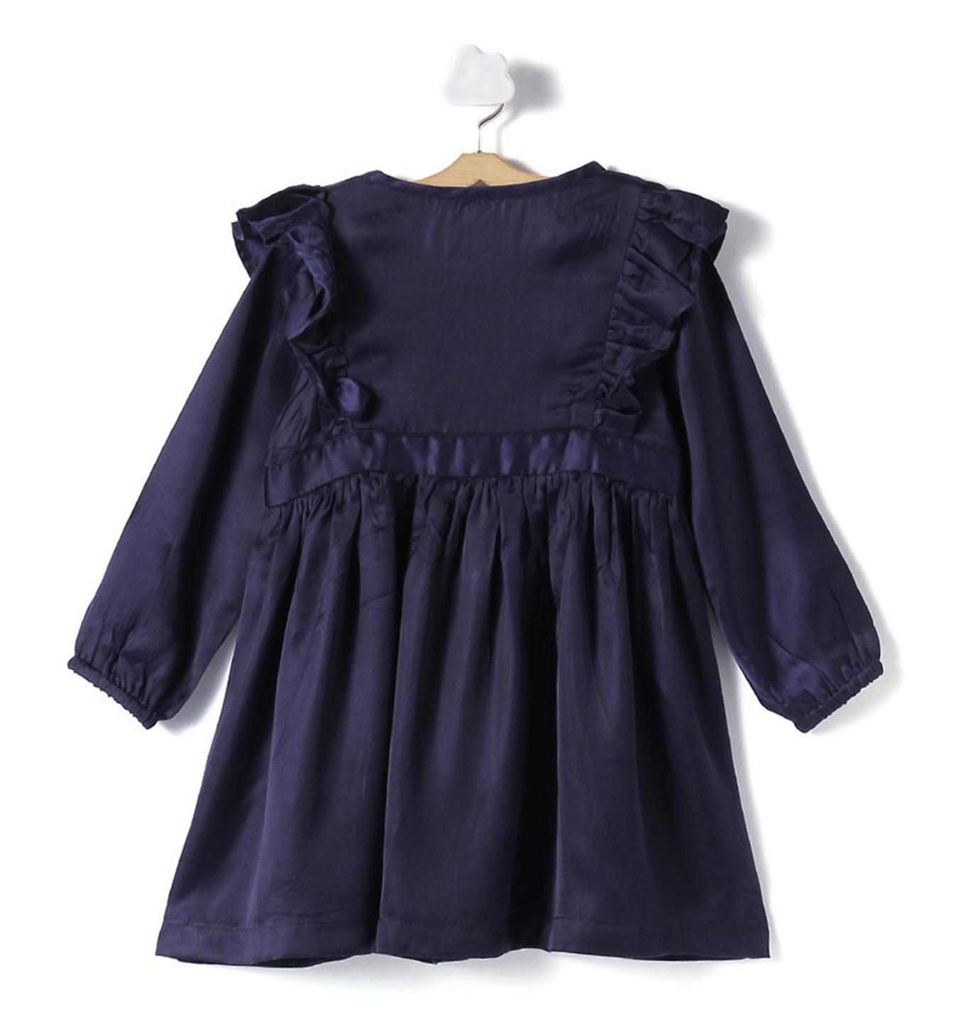 navy-full-sleeve-dress-10510022BL, Kids Clothing, Modalsatin Girl Dress