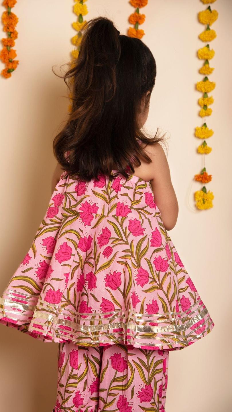 nazakat-sharara-set-11434032PK, Kids Indian Ethnic Clothing, Cotton Girl Kurta Set