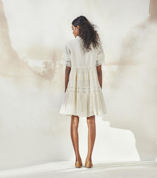 off-white-mulmul-fit-flare-dress-with-lace-detailing-11904079WH, Women Clothing, Mulmul Dress