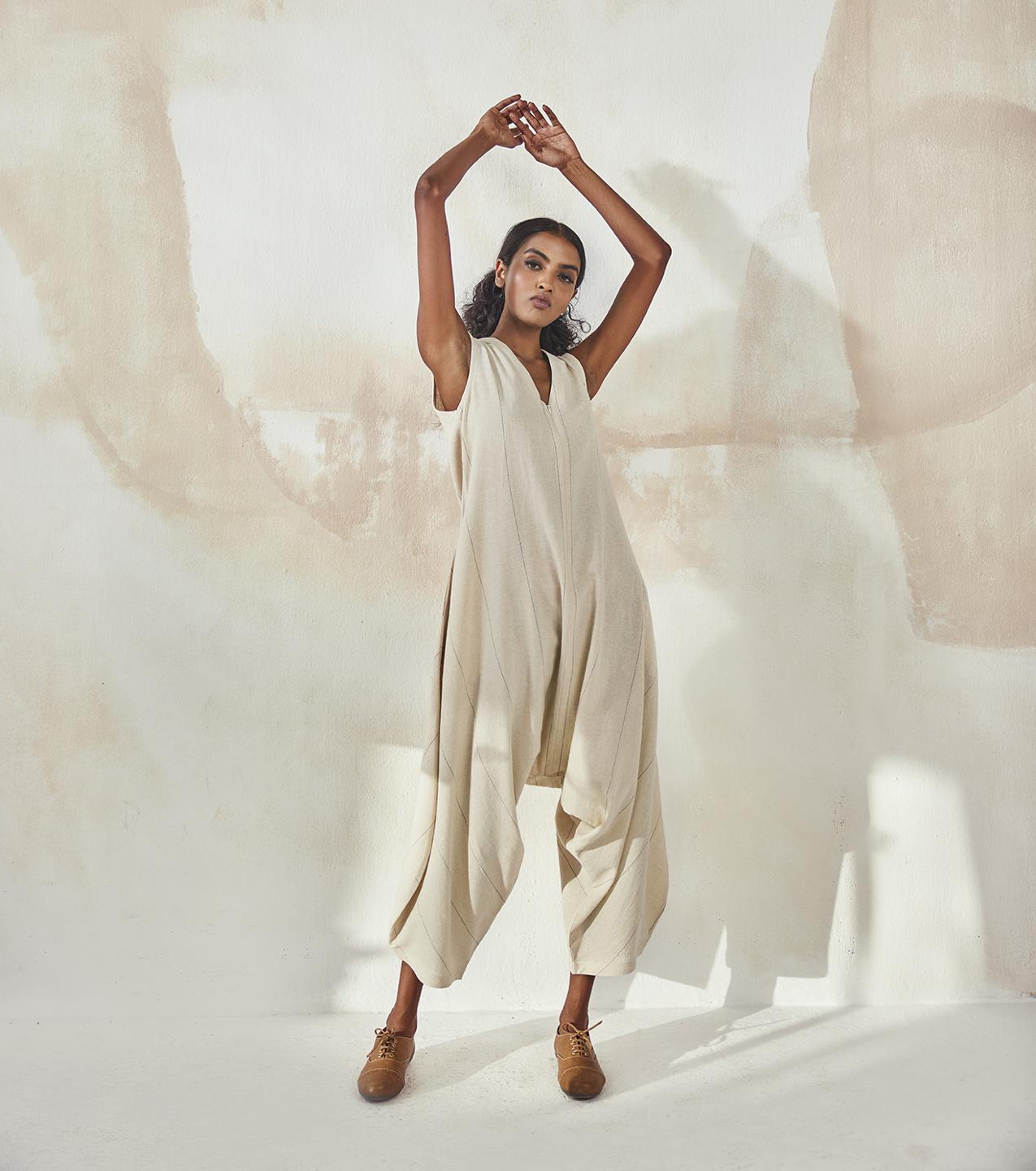off-white-relaxed-fit-striped-cotton-jumsuit-with-side-pockets-11924081WH, Women Clothing, Cotton Jumpsuit