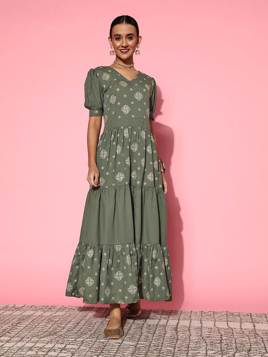 olive-green-maxi-dress-10104139GR, Women Clothing, Dobby Dresses