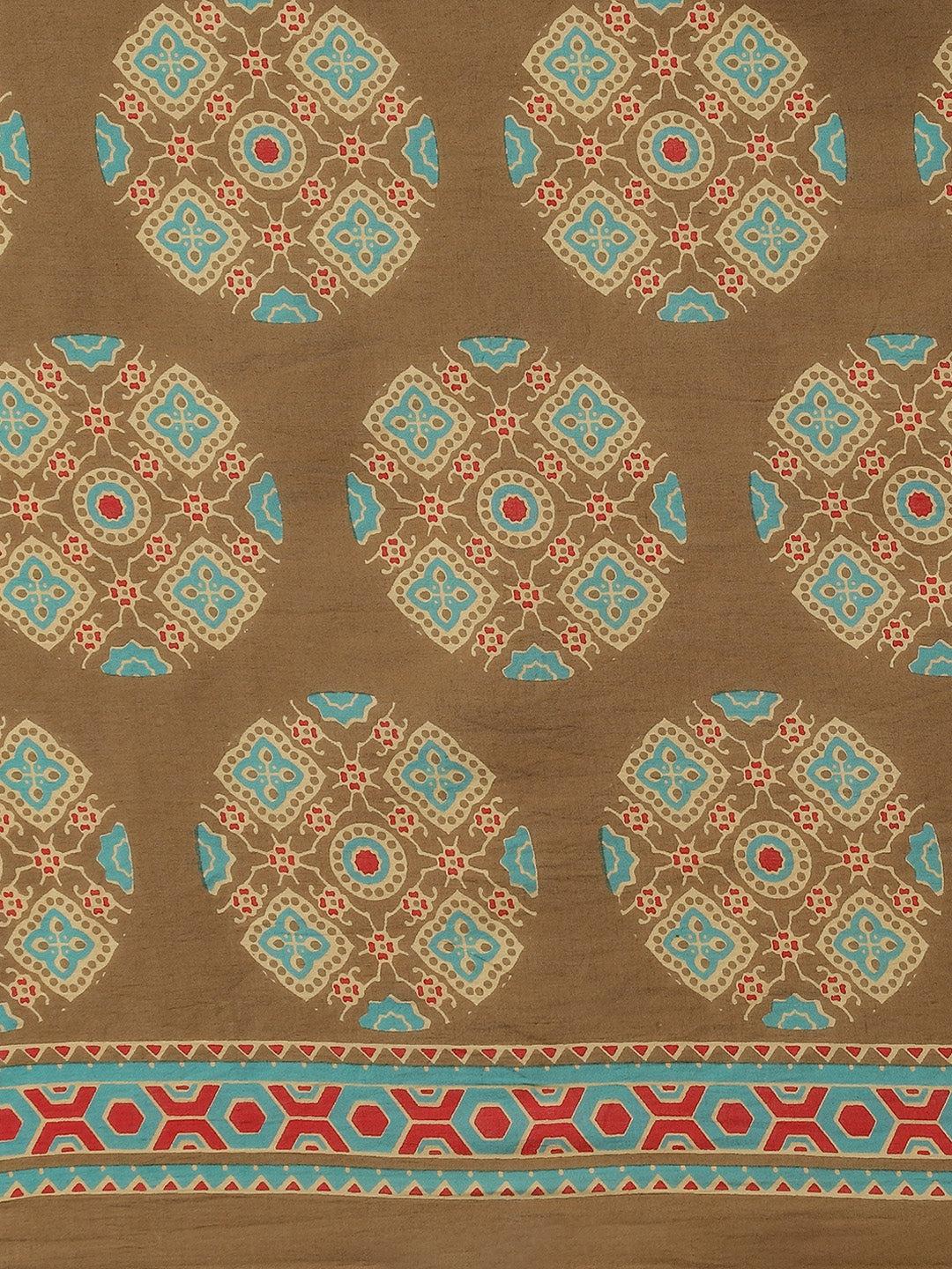 olive-printed-saree-10122061GR, Women Indian Ethnic Clothing, Cotton Saree