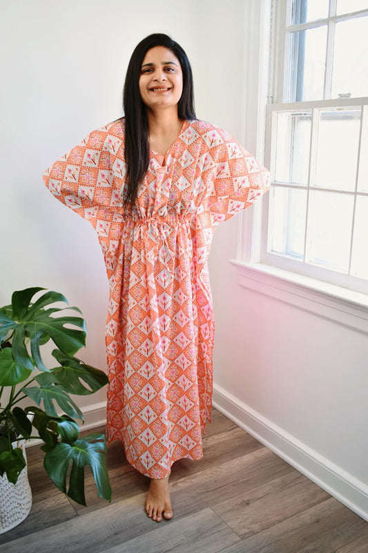 Orange Diamond Long Caftan