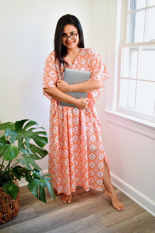 Orange Diamond Long Caftan