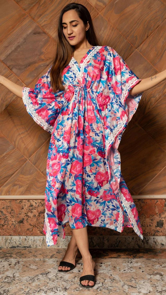 phulwari-chiffon-caftan-dress-11421117WH, Women Clothing, Chiffon Caftan