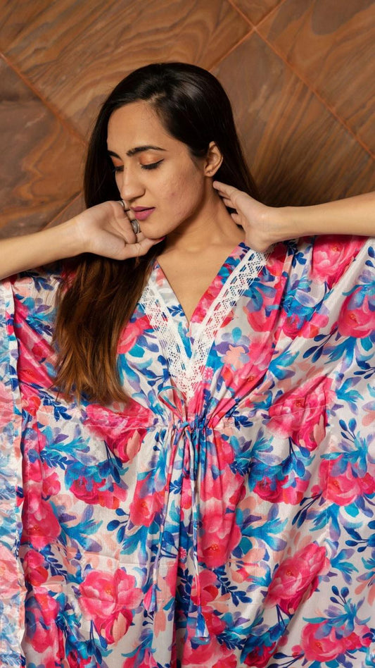 phulwari-chiffon-caftan-dress-11421117WH, Women Clothing, Chiffon Caftan
