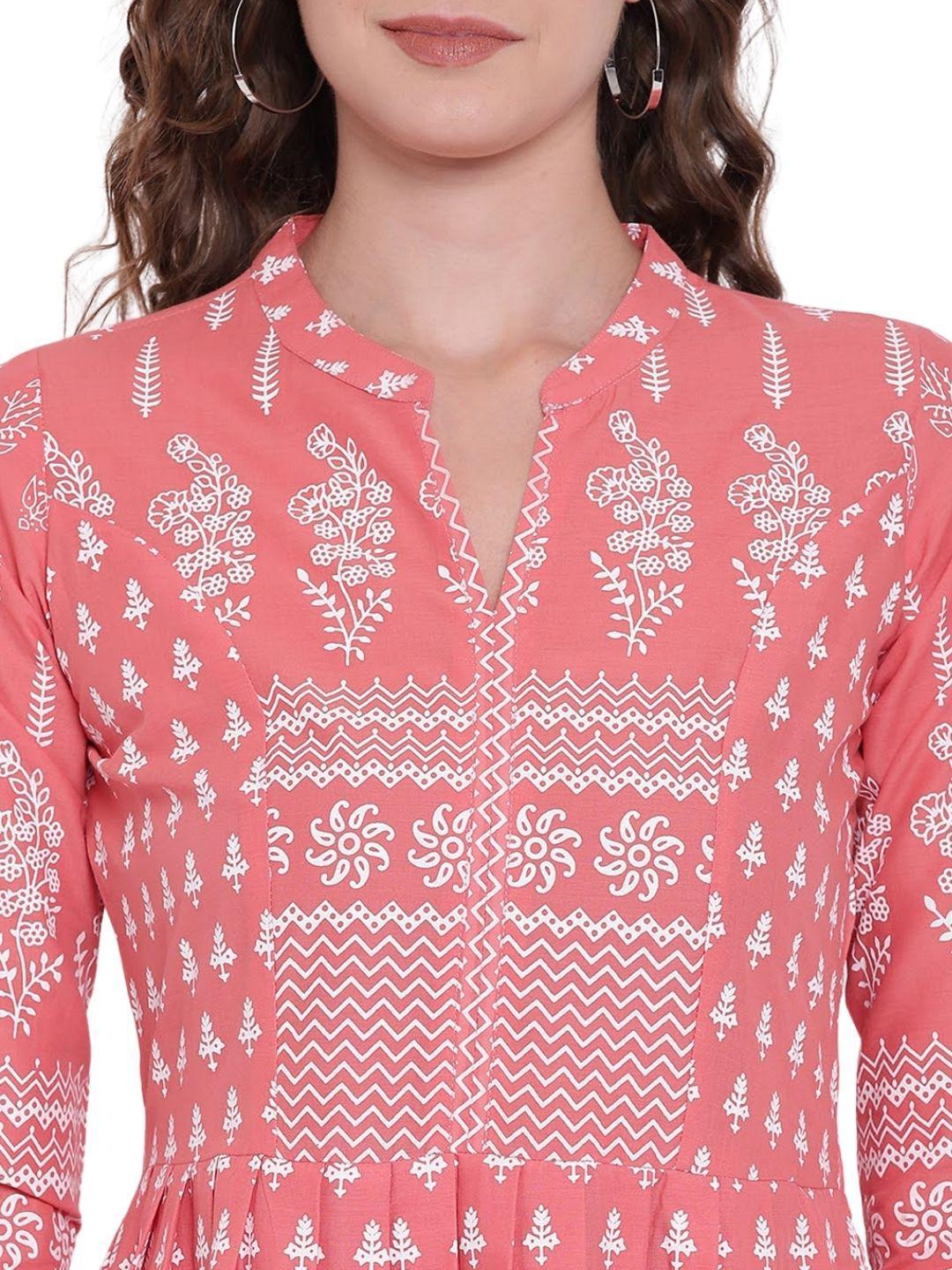 pink-a-line-printed-cotton-dress-10004003PK, Women Indian Ethnic Clothing, Cotton Dress