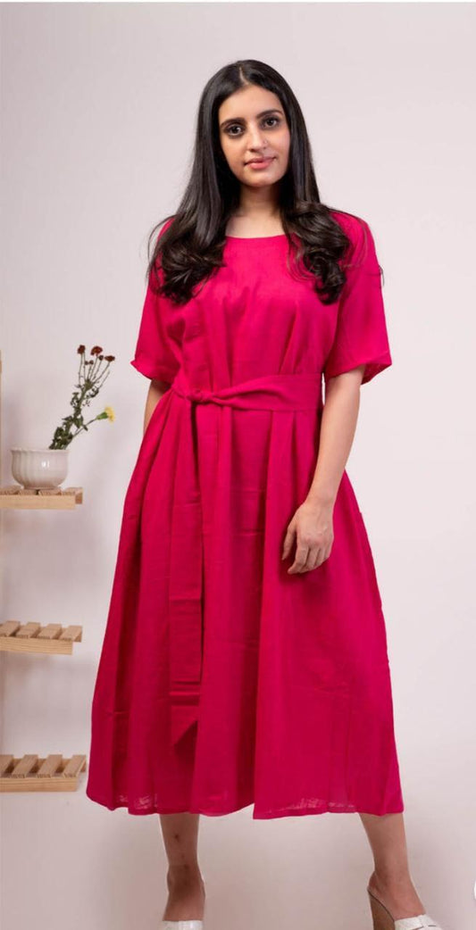 pink-midi-dress-11604048PK, Women Clothing, Cotton Dress
