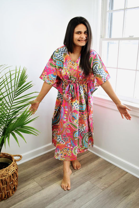 Pink Paisley Short Caftan
