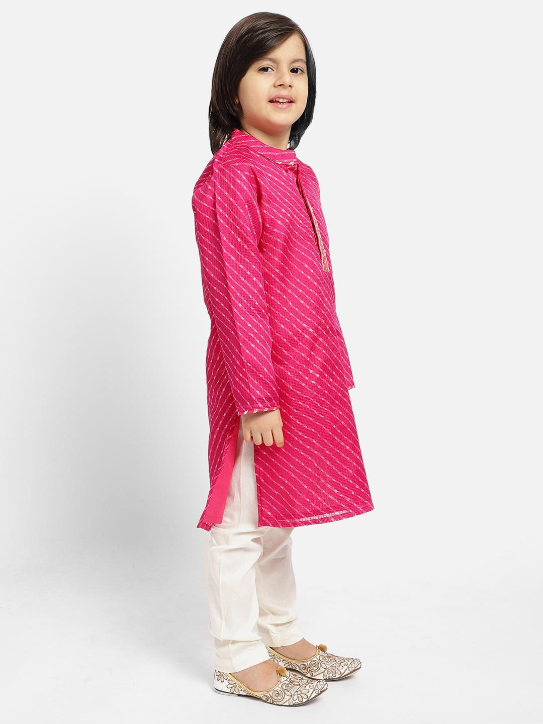 pink-printed-full-sleeve-kurta-pajama-set-10520064PK, Indian Kids Clothing, Kota Cotton Boy Kurta Pajama Set