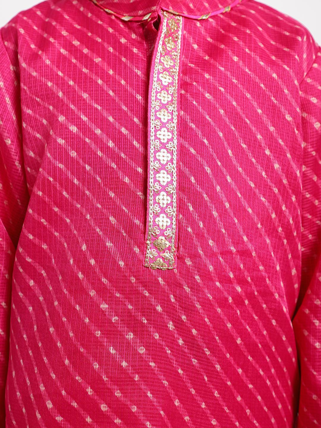 pink-printed-full-sleeve-kurta-pajama-set-10520064PK, Indian Kids Clothing, Kota Cotton Boy Kurta Pajama Set