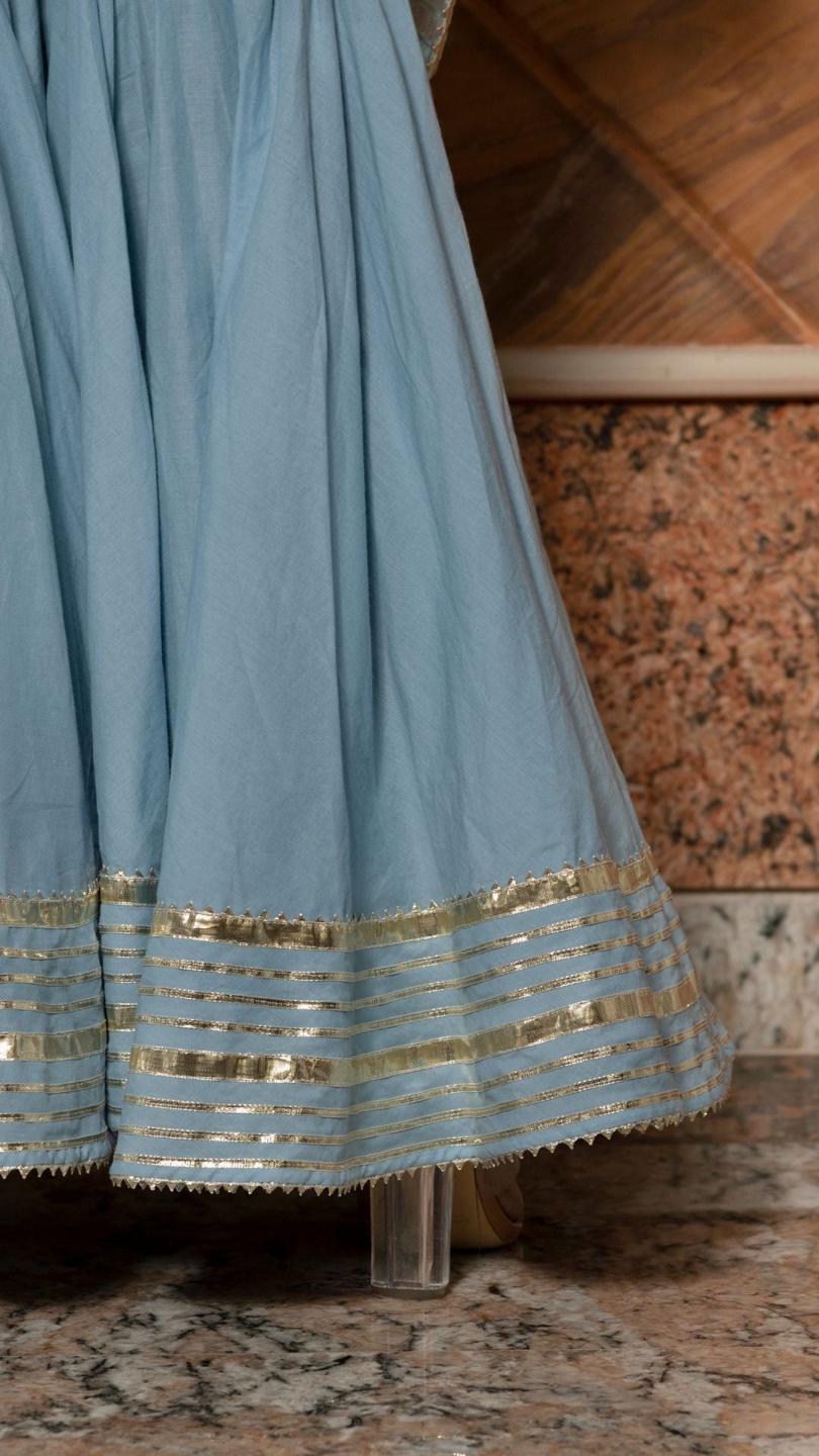 powder-blue-pure-cotton-sharara-set-11423111BL, Women Indian Ethnic Clothing, Cotton Lehenga Choli