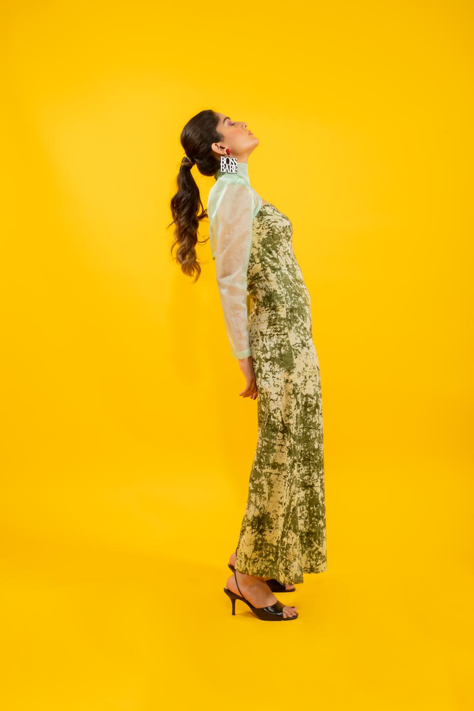 printed-tube-jumpsuit-with-short-organza-shirt-11740097GR, Women Clothing, Rayon Matching Set