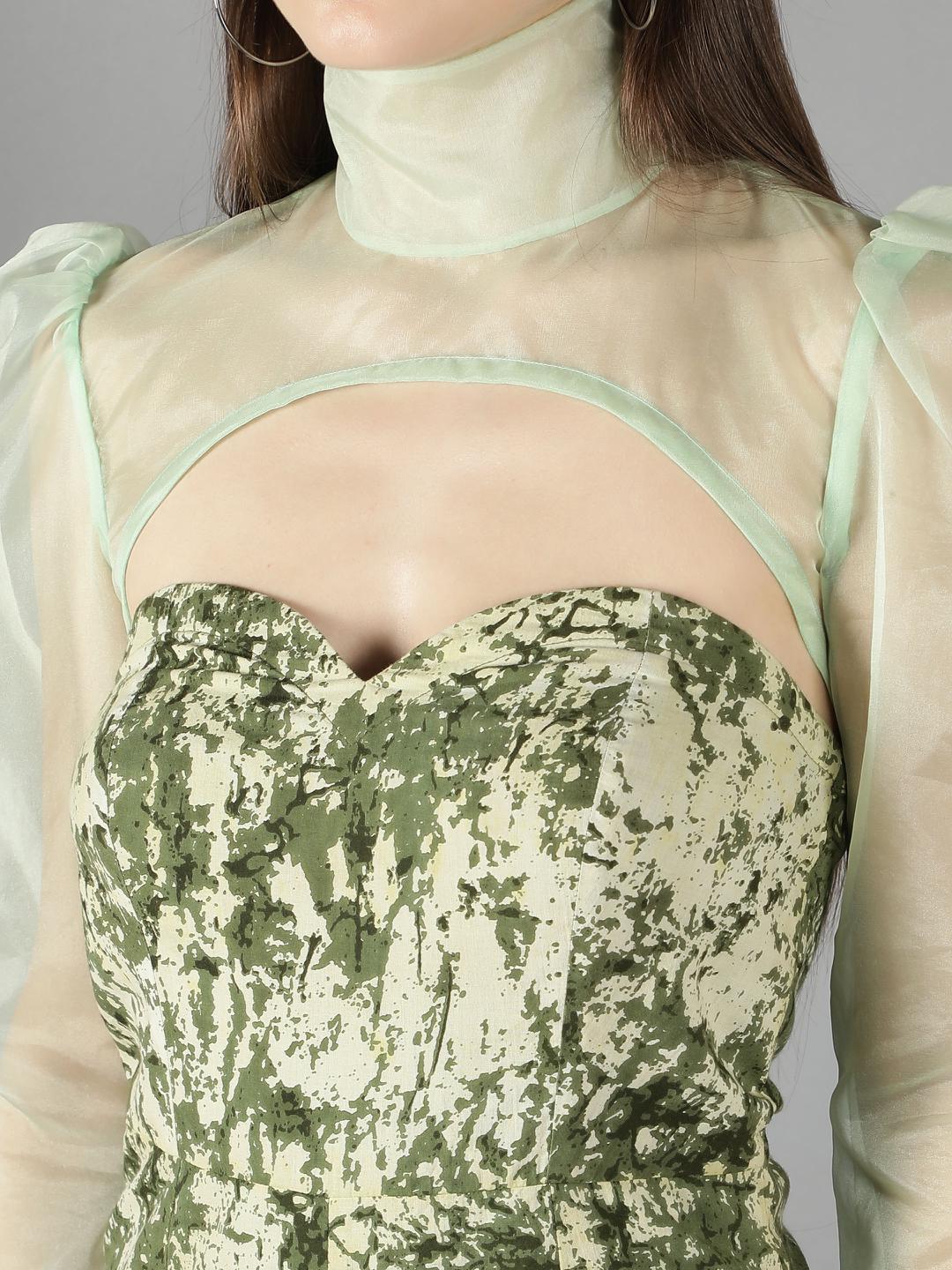 printed-tube-jumpsuit-with-short-organza-shirt-11740097GR, Women Clothing, Rayon Matching Set