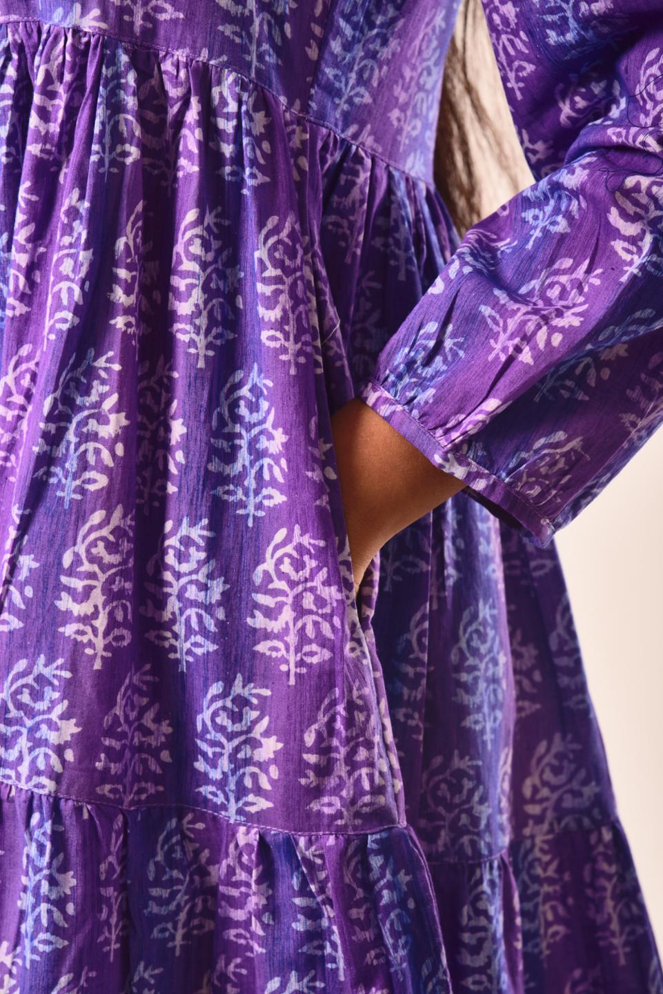 Purple Block Print Short Dress