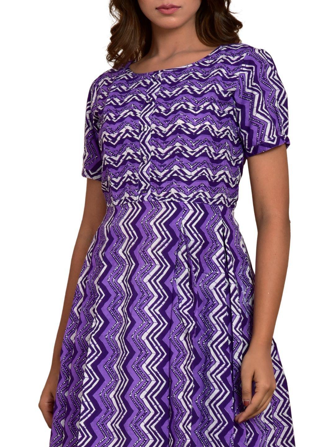 purple-lehriya-cotton-dress-10904013PR, Women Clothing, Cotton Dress, Purple Lehriya Print Pintex Work Cotton Dress