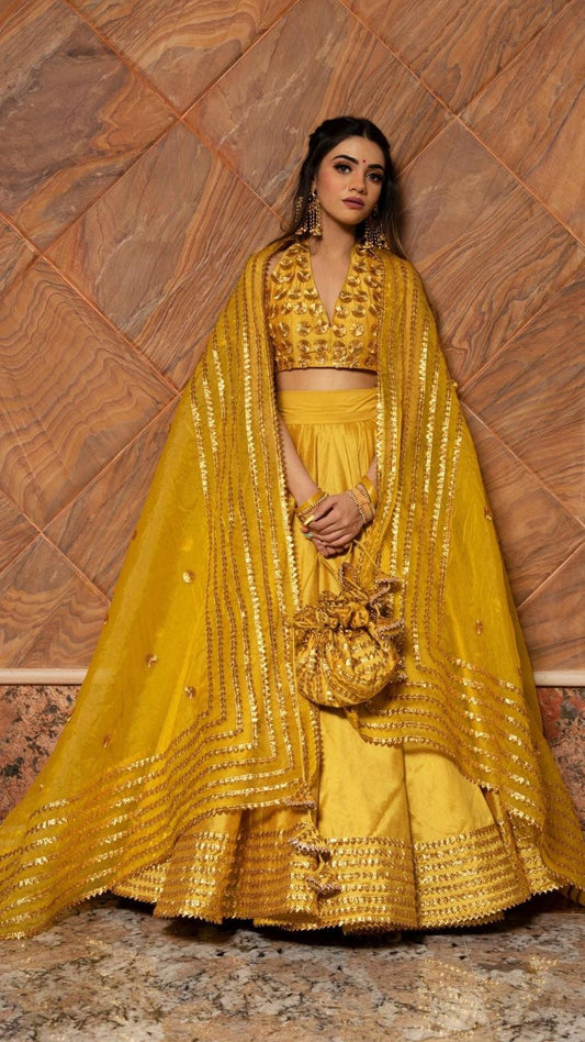 rabia-yellow-cotton-silk-lehenga-set-11423110YL, Women Indian Ethnic Clothing, Cotton Silk Lehenga Choli