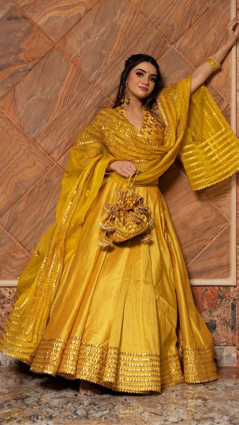 rabia-yellow-cotton-silk-lehenga-set-11423110YL, Women Indian Ethnic Clothing, Cotton Silk Lehenga Choli