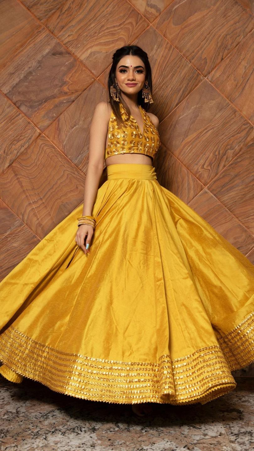 rabia-yellow-cotton-silk-lehenga-set-11423110YL, Women Indian Ethnic Clothing, Cotton Silk Lehenga Choli