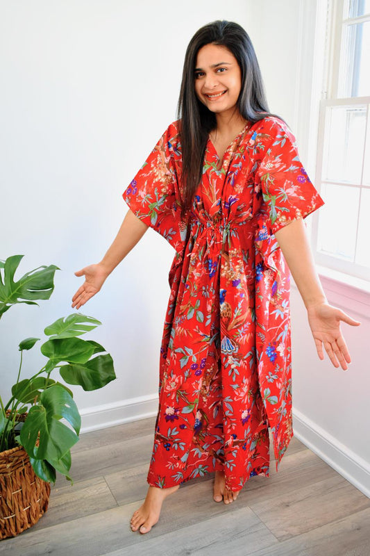 Red Bird Long Caftan