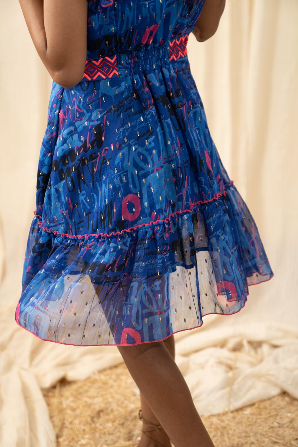sea-blue-lace-dress-11804007BL, Women Clothing, Polyester Dress