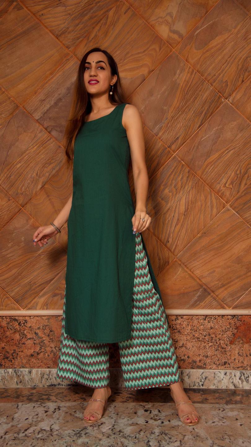 siya-dark-green-cotton-suit-set-11403082GR, Women Indian Ethnic Clothing, Cotton Kurta Set Dupatta