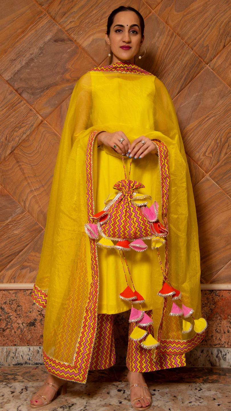 siya-yellow-cotton-suit-set-11403077YL, Women Indian Ethnic Clothing, Cotton Kurta Set Dupatta