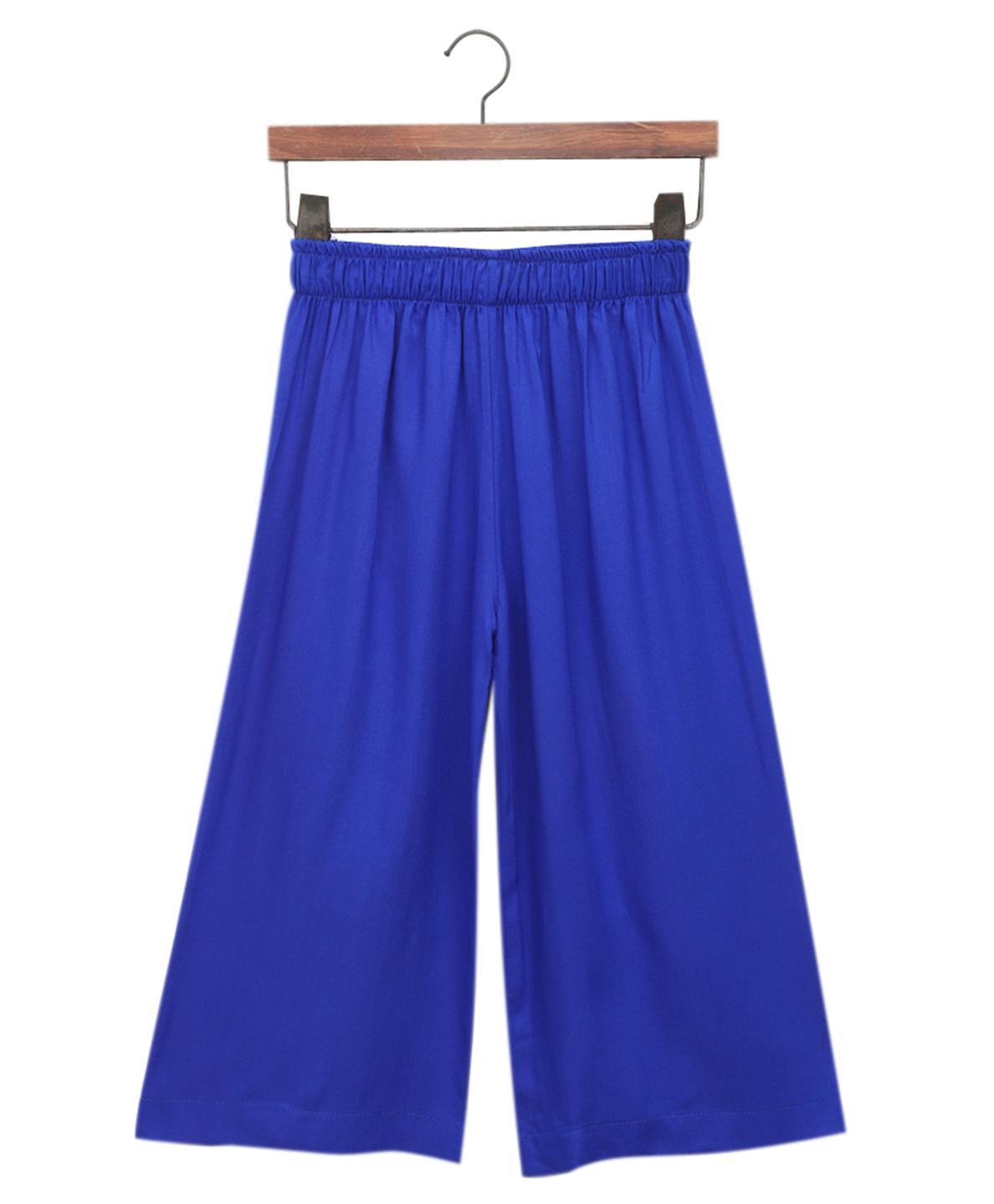 stripe-print-sleeveless-royal-blue-salwarkameez-set-10512007BL, Kids Clothing, Blended,Cotton,Net Girl Palazzo Set