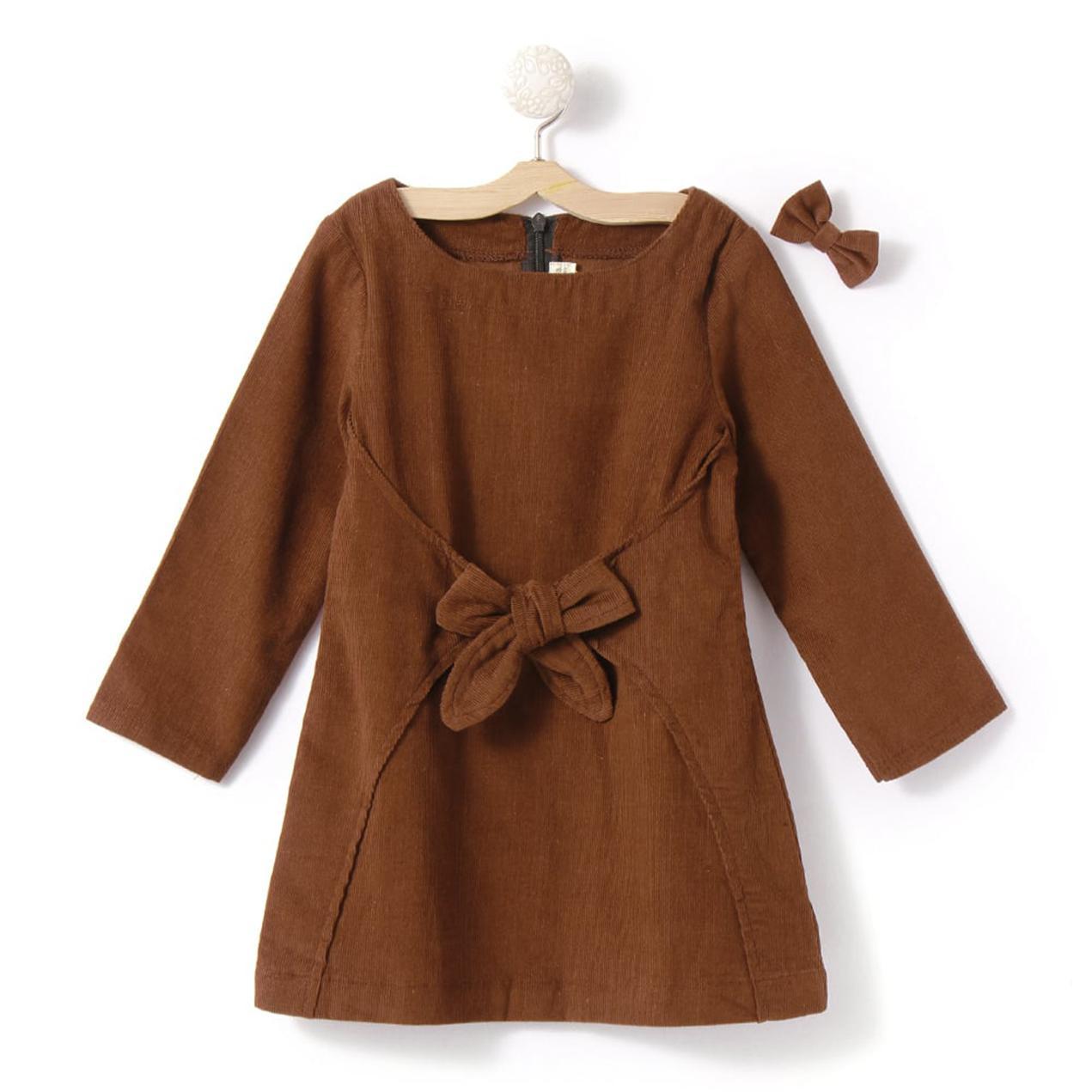 stylish-brown-dress-10510020BR, Kids Clothing, Corduroy Girl Dress