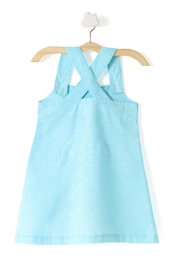 stylish-casual-dress-blue-10510035BL, Kids Clothing, Linen Girl Dress