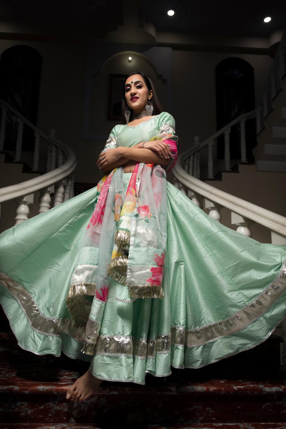 taffeta-silk-mint-green-lehenga-11423053GR, Women Indian Ethnic Clothing, Silk Lehenga Choli