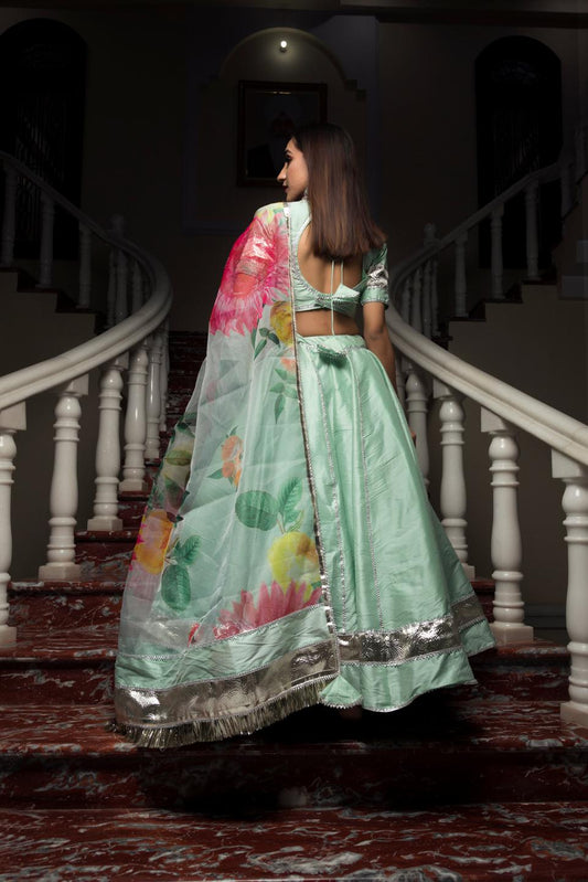 taffeta-silk-mint-green-lehenga-11423053GR, Women Indian Ethnic Clothing, Silk Lehenga Choli