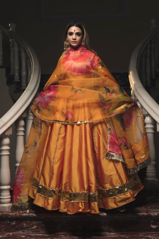 taffeta-silk-orange-lehenga-11423052OR, Women Indian Ethnic Clothing, Silk Lehenga Choli