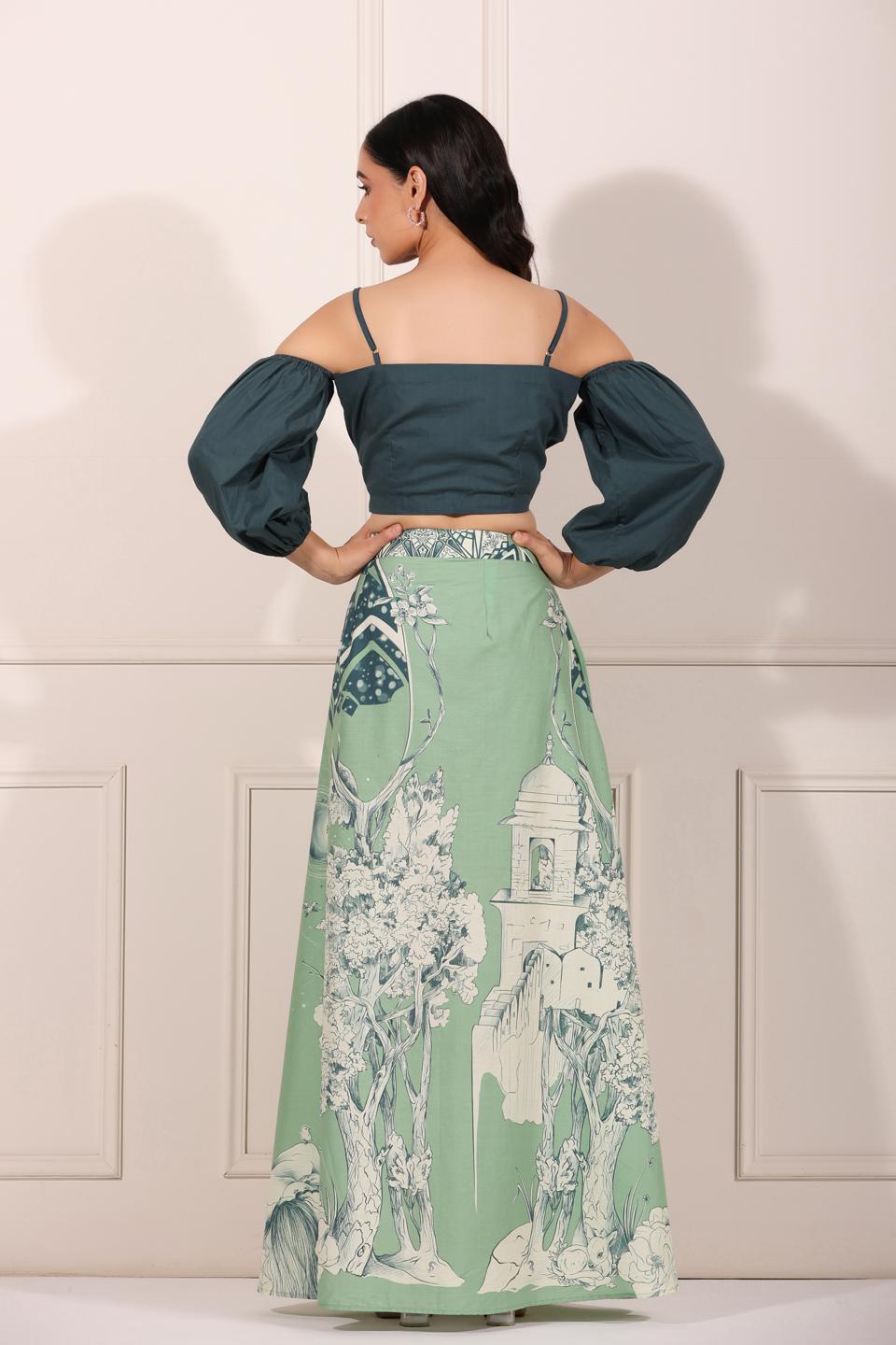 tales-of-jaipur-skirt-co-ord-set-11640010BL, Women Clothing, Cotton Matching Set