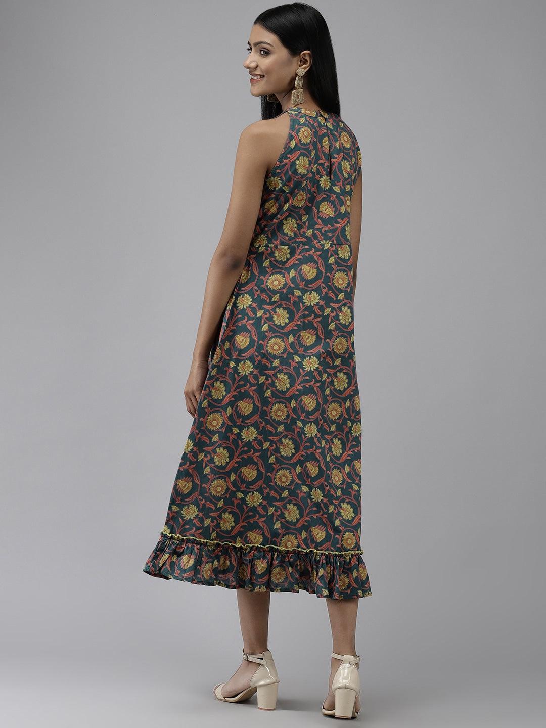 Teal Floral Dress Online in USA | Easy Returns - Fledgling Wings