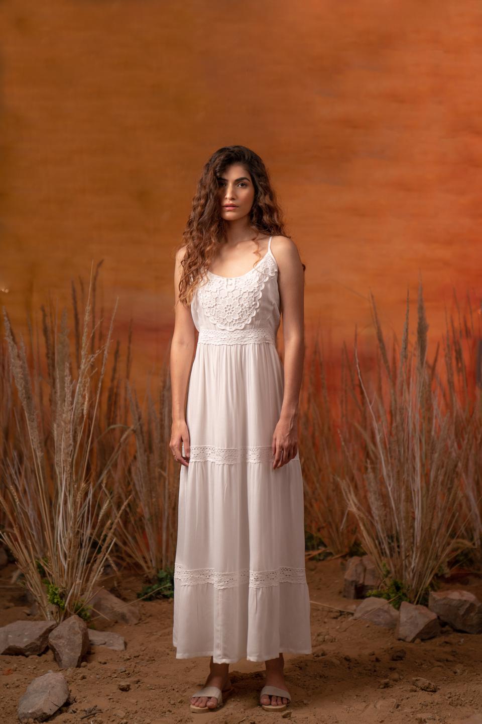 white-lace-maxi-11804010WH, Women Clothing, Rayon Dress
