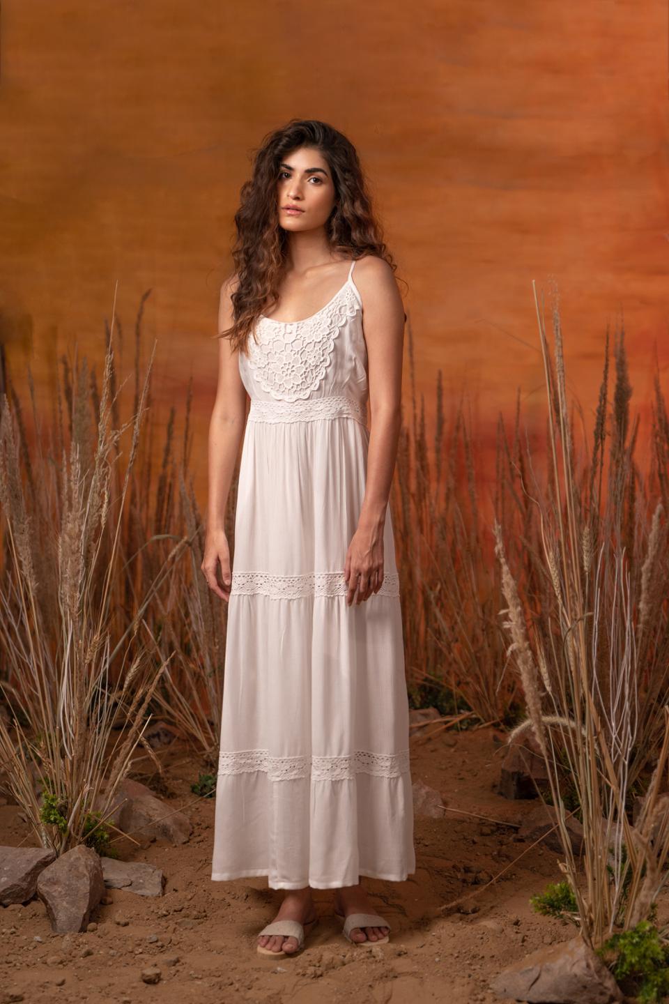 white-lace-maxi-11804010WH, Women Clothing, Rayon Dress
